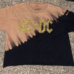 AC/DC crop Tie-Dye T-Shirt - Brown and Black